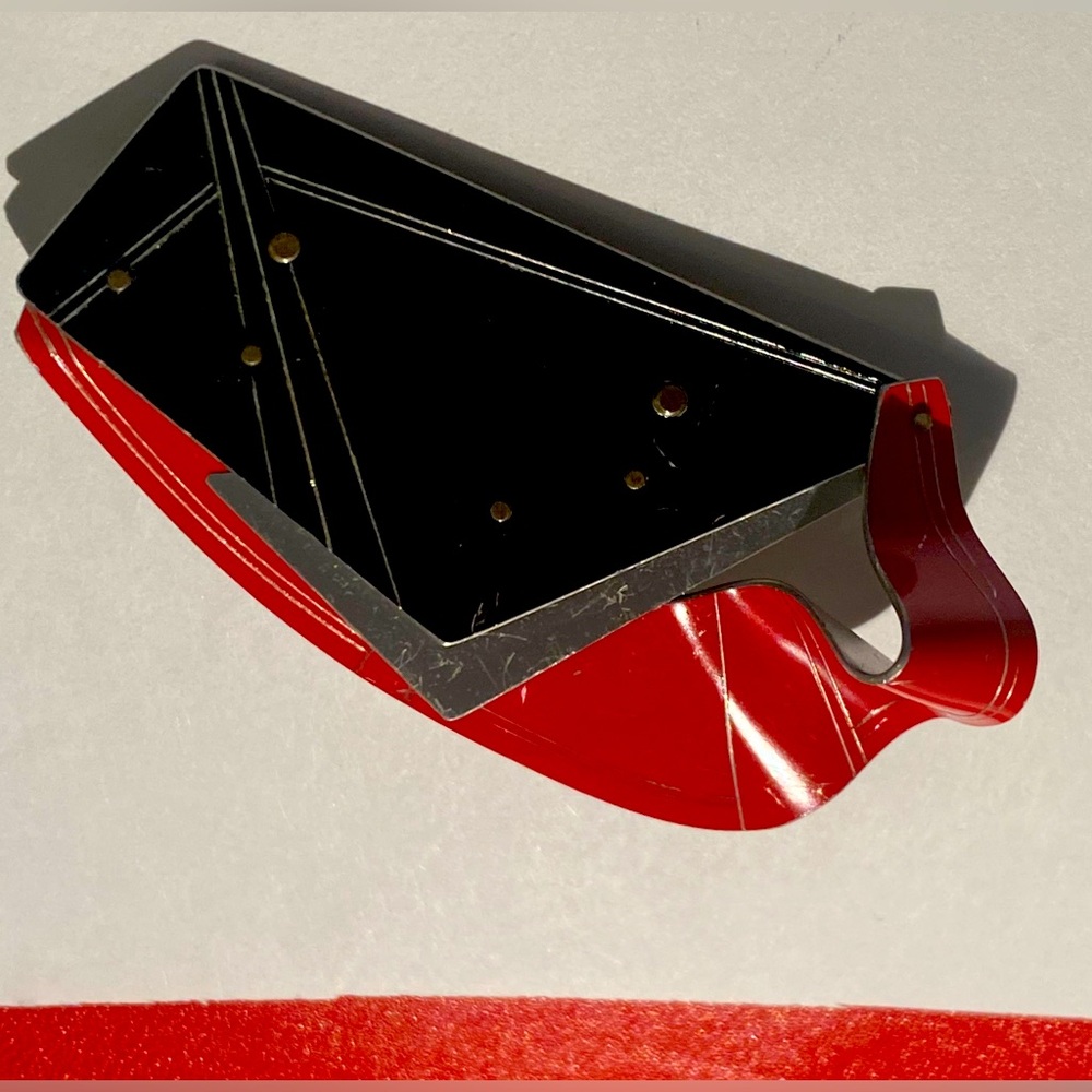 Vintage Modernist red/silver/black Pin/Brooch